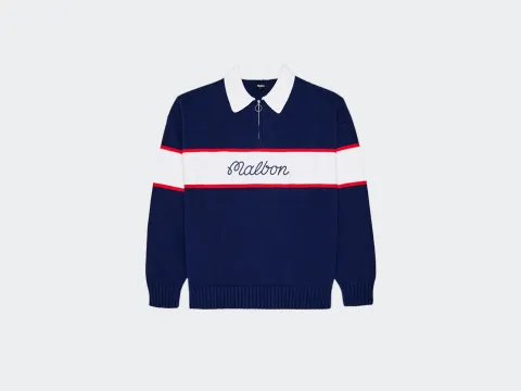 Navy Bennett Knit Polo Sweater