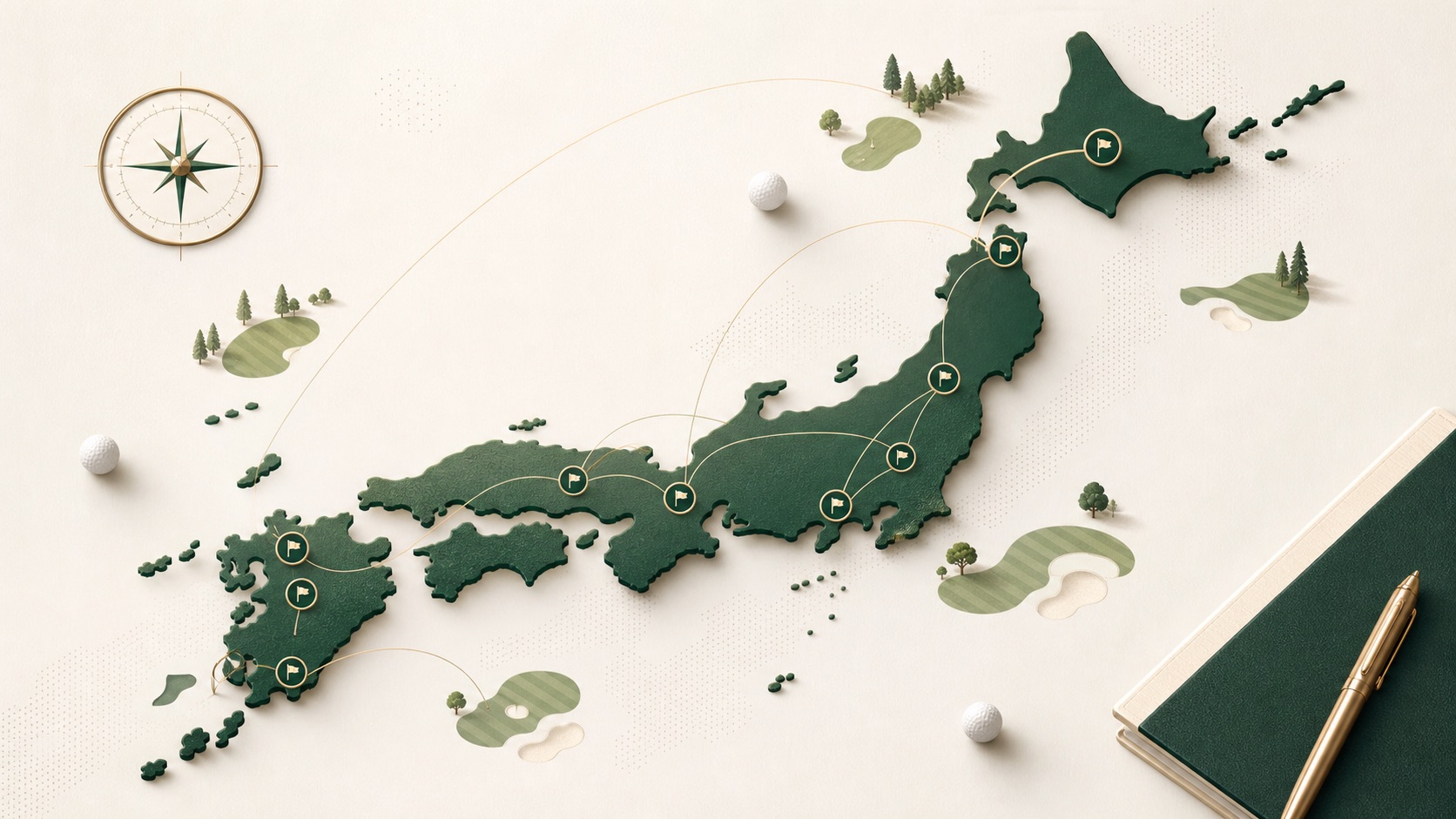 Abstract Japan golf region map without labels