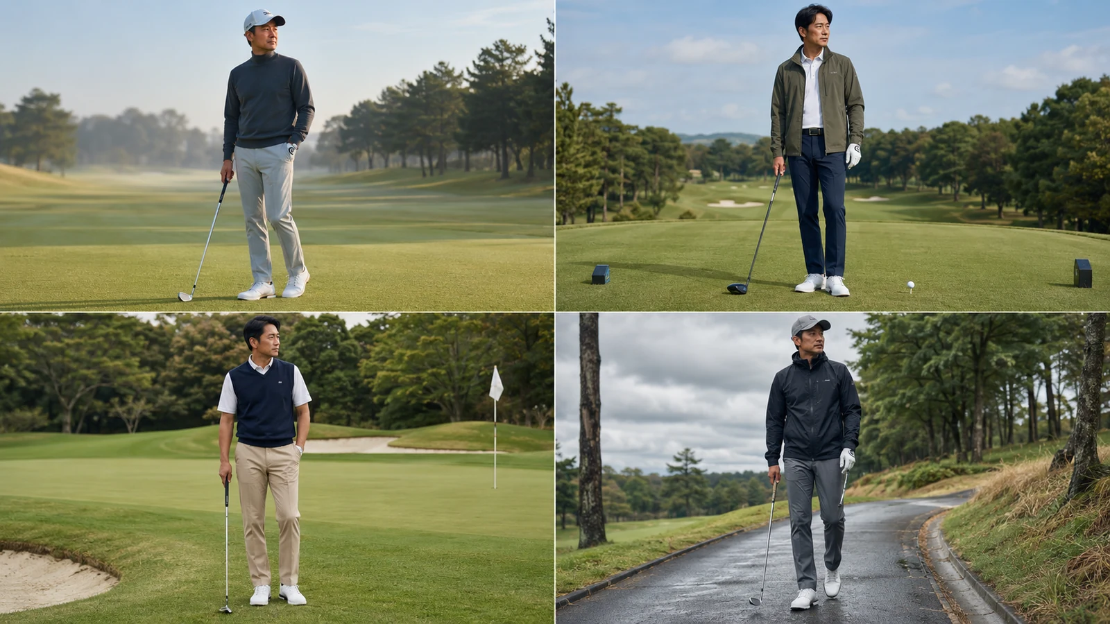 40代メンズゴルフウェアの天気別イメージ