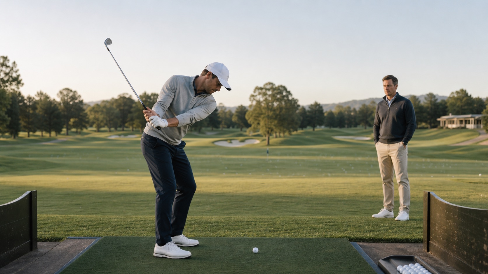 Compact takeback drill on the practice tee