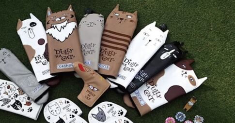 DULLY NA CATの猫モチーフヘッドカバーとゴルフ小物