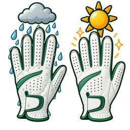 晴天用と雨用のゴルフグローブ
