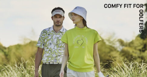 le coq sportif golfのウェアを着用した男女モデル