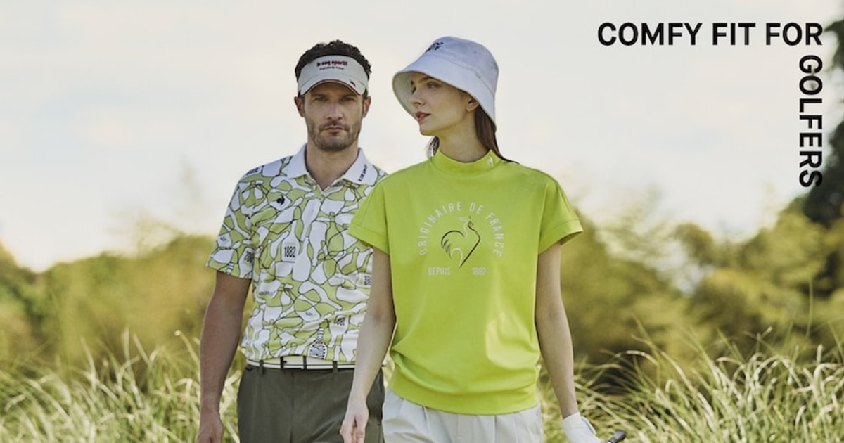 le coq sportif golfのウェアを着用した男女モデル