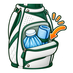 氷のうと冷却タオルをバッグに収納