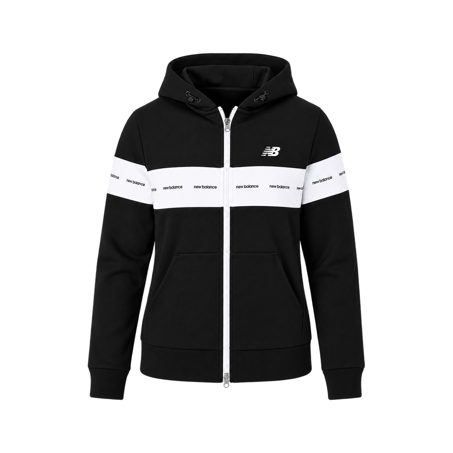 New Balance Golfの黒いレディースフルジップフーディーの商品画像